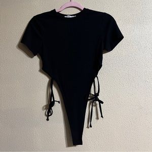 Black High Cut Sides Bodysuit!